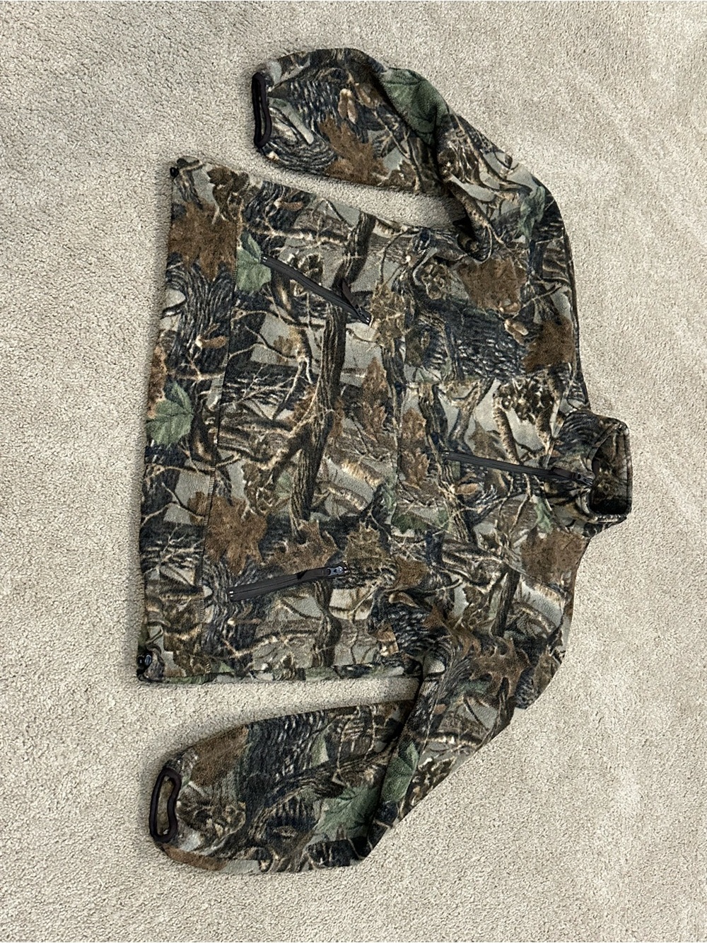 Men's Cabela’s Camo Fleece 1/4 Zip Pullover - Green/Brown